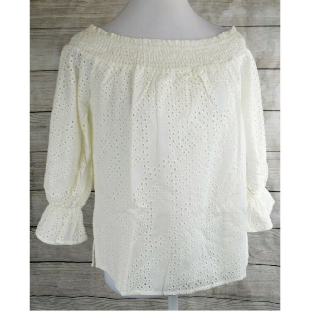 Eva Longoria Off-Shoulder Blouses Top Shirt Eyelet